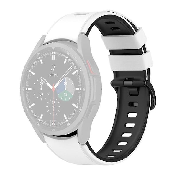 Silikonarmband för Samsung Galaxy Watch6 40/44mm/ Watch6 Classic 43/47mm/Watch 4/5 40/44mm White  Black
