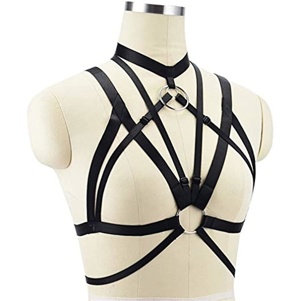 Sexy Dame Harness Bur Cage BH Bandasje Hult Stropp Lingerie Gothic Halter Crop Topper Justerbar