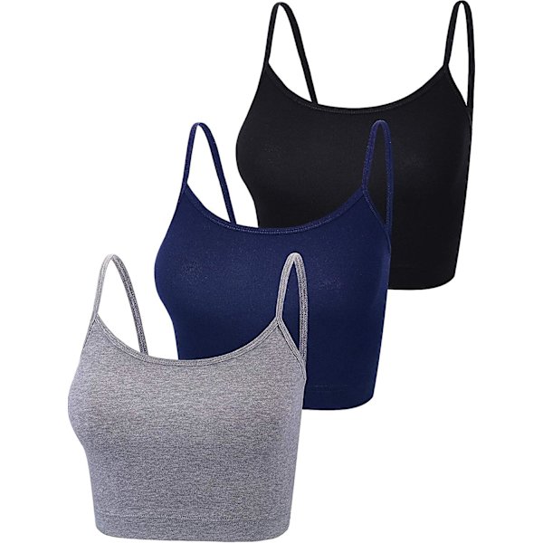3 kpl Spagettiolkaimellinen Toppi Camisole Crop Toppi Urheiluun Joogaan Nukkumiseen Style 1 M
