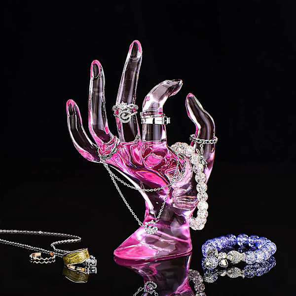 Hånd Ok Gestus Ring Display Stand, Hånd Kæde Display Stand Pink