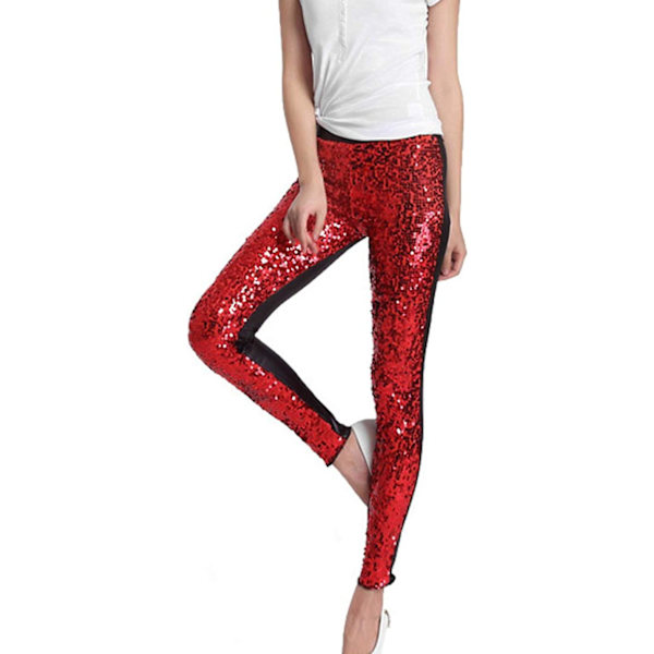 Naisten paljettileggingsit klubivaatteet tiukat glitterleggingsit PU-housut