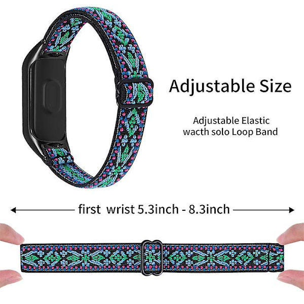 Strækbart nylon anti-ridse justerbar håndledsrem til Xiaomi Mi Band 3/4, med sort urramme Style 19