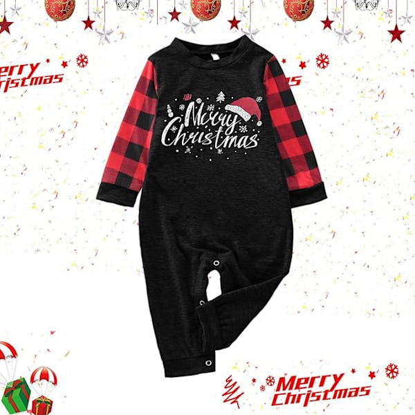 Familjematchande Pyjamas Rutiga O-Hals Roliga Tryckta Julpyjamas Bekväma Anime-Pyjamabyxor Lösa Pyjamas De Navidad mon M