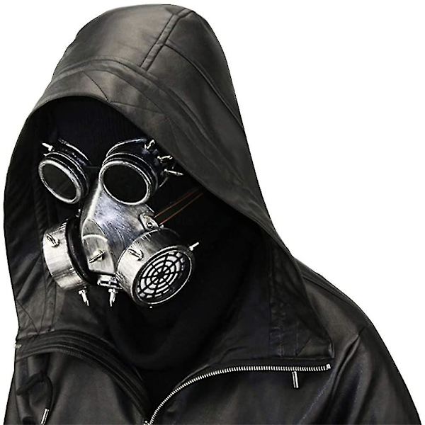 Retro Steampunk Gasmaske til Halloweenfest Cosplay Maskerade Kostumemaske Silver