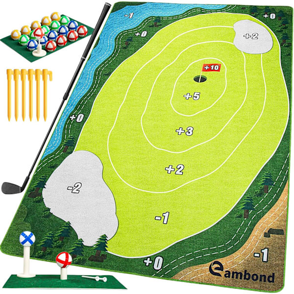 Golfspillsett - Chipping treningsmatter - Golftreningsmatte Innendørs Utendørs Spill Stick Chip Spill for Voksne Familie Barn Hage