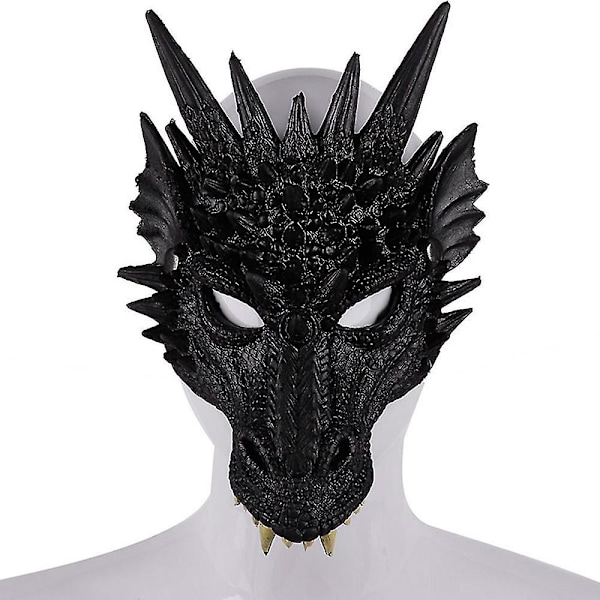 Lohikäärmenaamio Karnevaali Cosplay Naamiaisasu Halloween-asu Unisex Black
