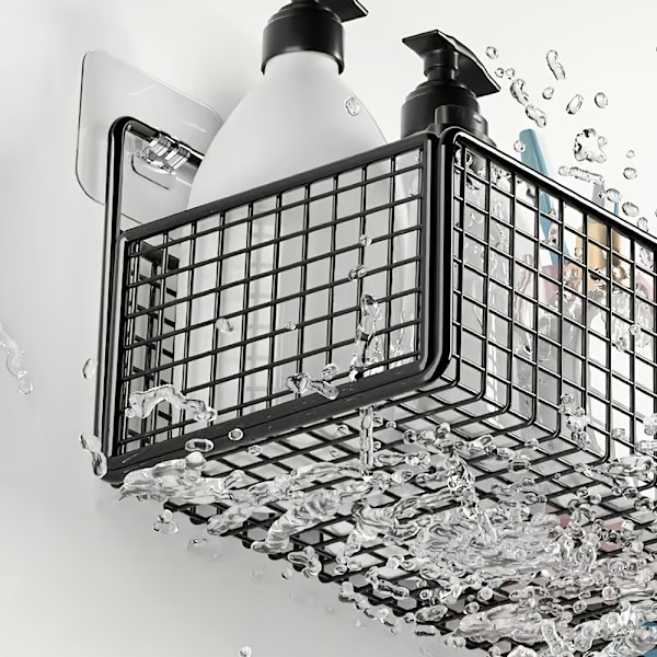 1 Pack Badrumshylla Organizer Dusch Caddy Förvaring Kökshylla Med Spårlöst Transparent Lim Ingen Borrning