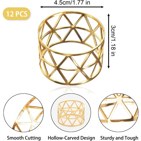 Rulla över bilden för att zooma in 12 delar Servettringar Guld servettringar guld