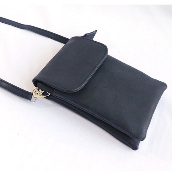 Retro PU-nahkainen olkalaukku pieni olkalaukku puhelimen säilytyspussi matkalaukku Black Matte