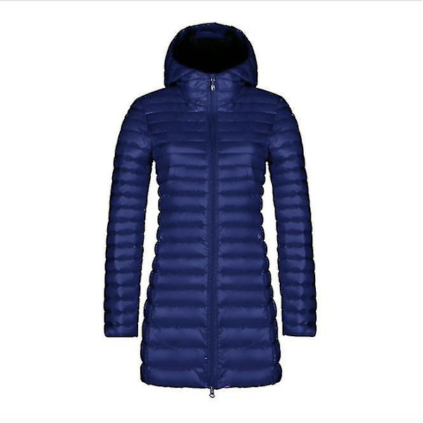 Syksyn ja talven uusi muoti naisten ohut pitkä hupullinen korealainen slim-mallinen yksinkertainen iso takki Dark Purple XXL
