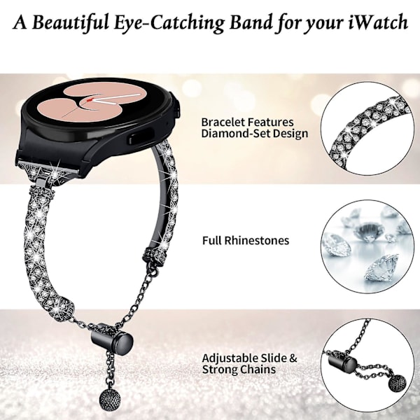 Metallklockarmband för Samsung Galaxy Watch 6 40mm 44mm, Koppararmband med kontakt Black