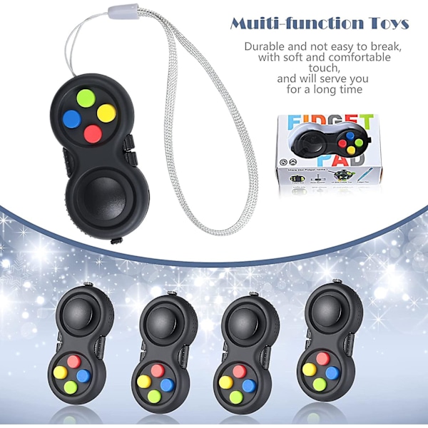 4 stycken Fidget Game Controller-plattor, Nyckelringsfidget för vuxna och tonåringar, Mini Handhållen Cam Fidget Pad Cube Ångest- och Stressreducerande Sinnesleksak med 8