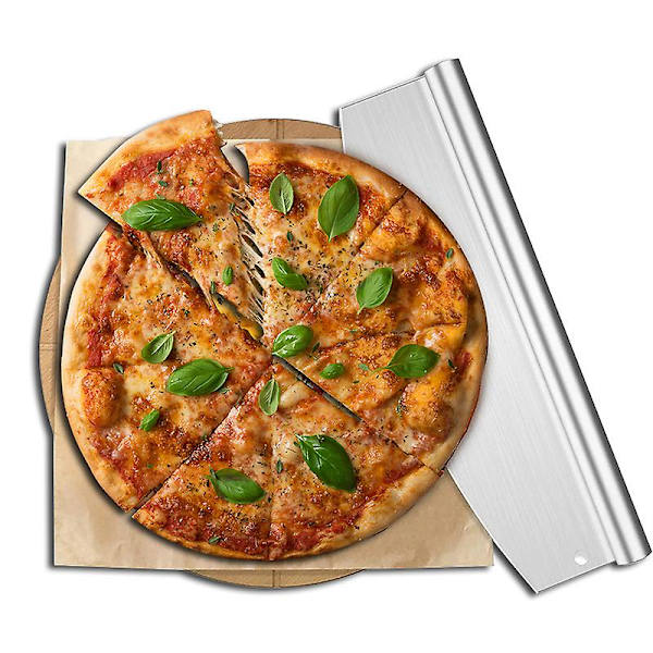 Pizzaslicer i rostfritt stål med vass bladhållare i W-stil | Hacka och skiva portioner