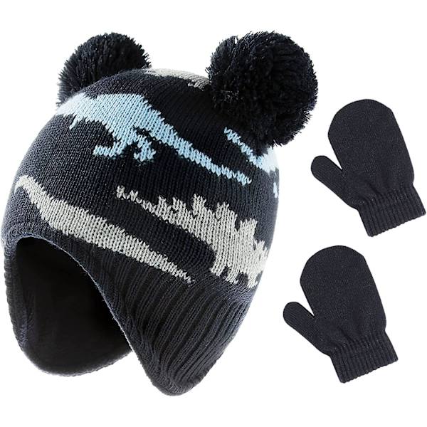 Barnmössa Vantar Set. Småbarn Termisk Mössa Handskar Set Vinter Varma Stickade Present