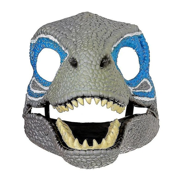 Blodig djurmask Skrämmande Tyrannosaurus Rex Dinosauriemask Snake Mun Halloween Latex Godzilla Head Cover Blue