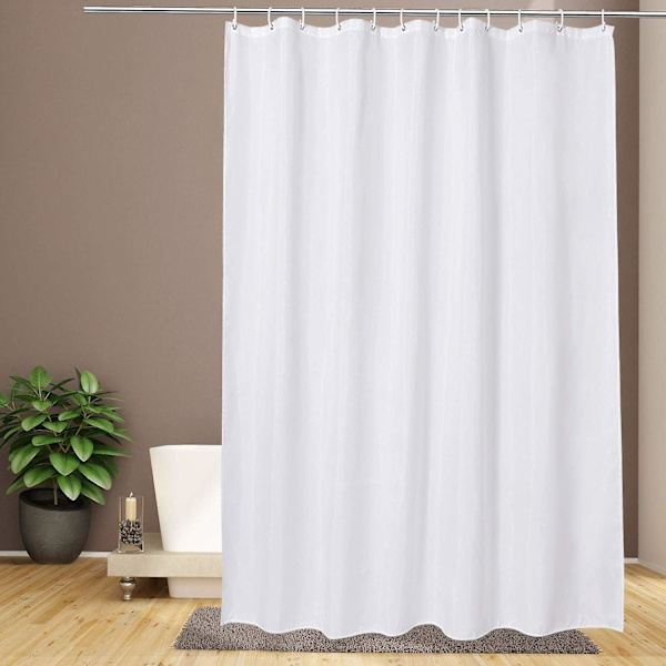 Hvide bruseforhæng, skimmel- og meldugbestandig ekstra lang bruseforhængsforing 180 x 200 cm, polyester