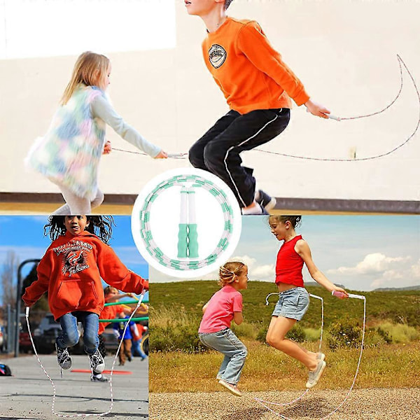Pärlhopprep för barn - Segmenterat hopprep för barn - Hållbara, splitterfria pärlor för utomhusbruk green