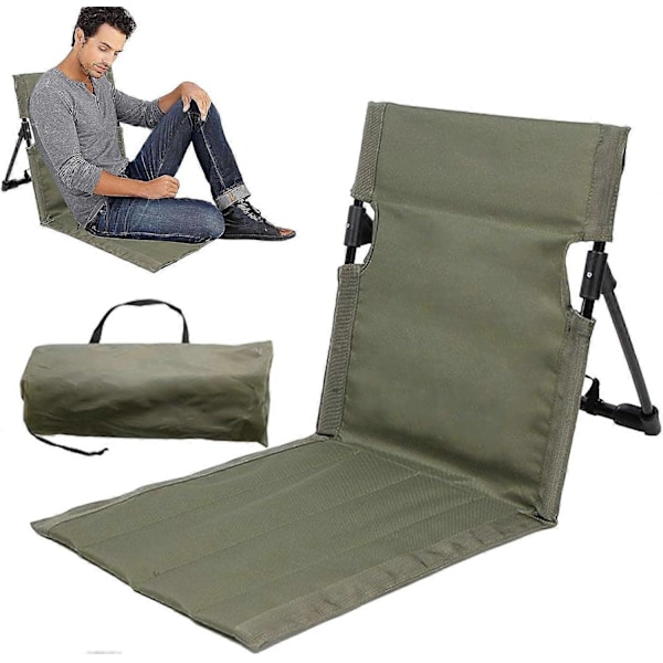 Stadionistuimen pehmuste selkänojalla, kokoontaitettava puutarhatuoli, kevyt kannettava kokoontaitettava ulkotuoli katsomoihin ja penkeille Army Green