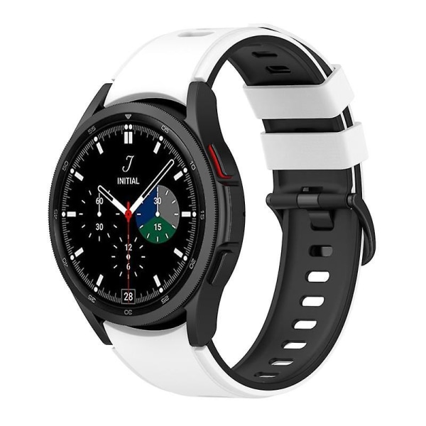 Silikonarmband för Samsung Galaxy Watch6 40/44mm/ Watch6 Classic 43/47mm/Watch 4/5 40/44mm White  Black