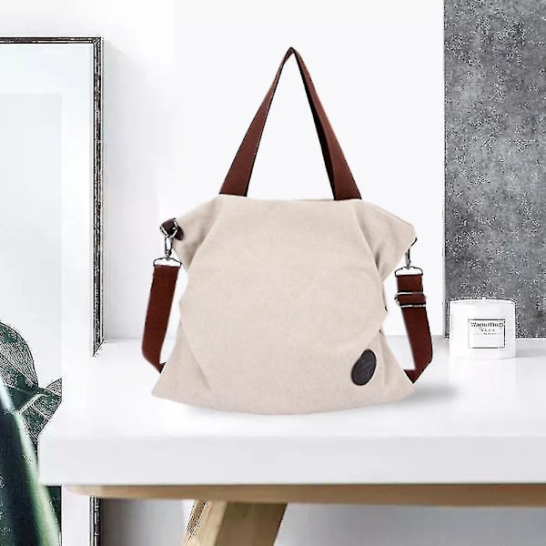 Canvas Messenger Bag Axelväska, Vit Fritidsmode Konstnärlig Canvasväska