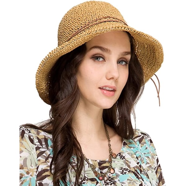 Dam bredbrättad solhatt vikbar sommar strand solhatt halmhattar Style 2