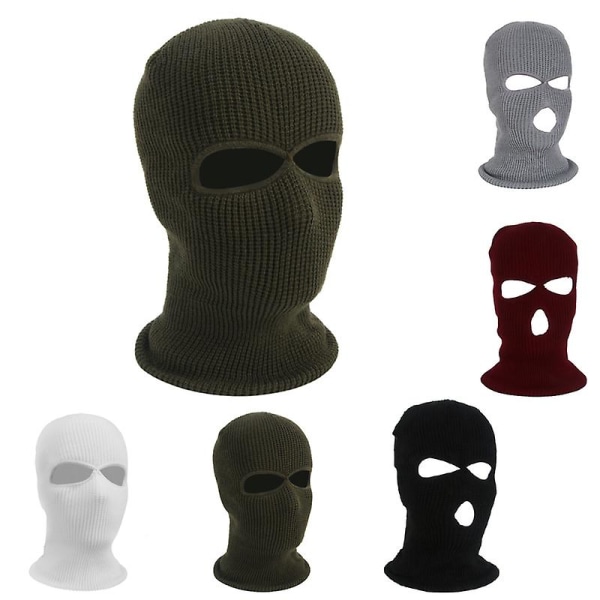 Full Face Ski Knit Mask Bomullsmössa Balaclava Knit Hat Military Mask Party Mask ArmyGreen