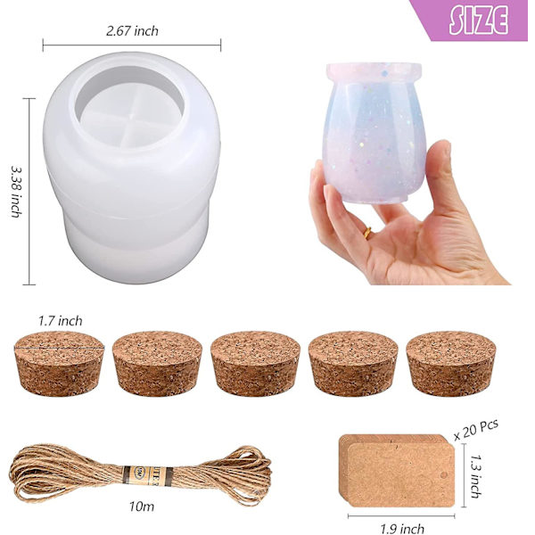 Resin Krukkeforme, Silikone Krukkeform med Korklåg, Opbevaringskrukke Resin Forme til DIY Epoxy Støbehåndværk, Opbevaringsflaske, Smykke Lysbeholder, Hjem