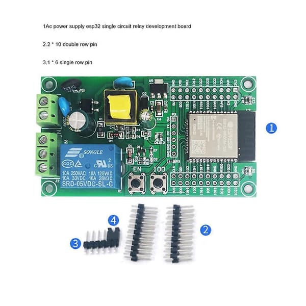 AC-driven ESP32 WiFi Bluetooth Ble Enstaka Relämodul ESP32 Utvecklingskort I/O Port UART Programmering As Shown