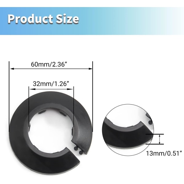 Sovita 0,63\" ulkohalkaisijan laippavesiputken suojus koristelu musta putken suojus patteri Pp muovi 16mm Escutcheon kaulus seinäputken putken koristeluun 32mm 16mm
