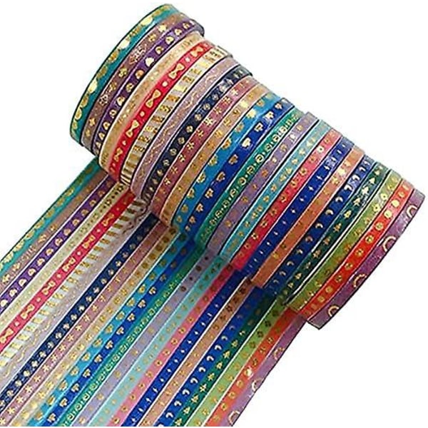 23 Ruller Washi Tape Sæt, Folie Guld Tynd Dekorativ Maskeringstape, Scrapbogstape Til DIY Kunsthåndværksprojekter Bullet Journal Gaveindpakning, Flerfarvet