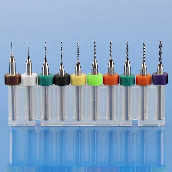 50 stk PCB Bor Bits Sett Spiralspor Karbid 0.3mm-1.2mm for Trykte Kretskort Stein Dremel Smykker CNC Gravering (5 stk hver)