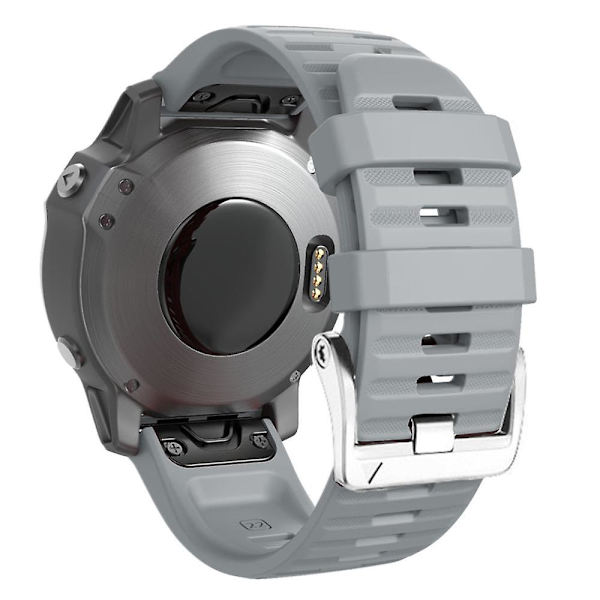 För Garmin Tactix 7 Pro/Fenix 7X/Fenix 6X Pro 26mm Silikonklockarmband med stålspänne i silver Grey