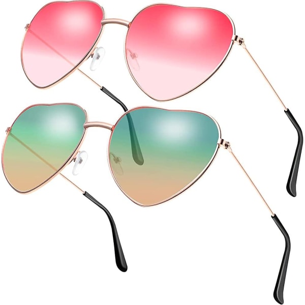 2 par glasögon Hjärtformade solglasögon för hippietröjor tillbehör. Rose Gold Ram