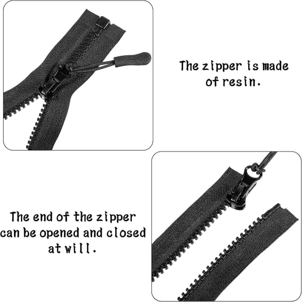 4 st #5 Svart Plast Jacka Dragkedja Separerande Botten Dragkedja Med Dragkedja Fästelement För Rock Jacka Kudde Lampa Sömnad Hantverk (7 Tum)