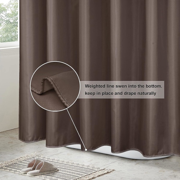 Brune Bruseforhæng Skimmelsikker Resistent Vaskbar, Hurtigtørrende Vandafvisende Stof Bruseforhæng til Badeværelse 180 X 180 cm Drop Med 12 Plastikkroge