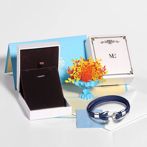 Herrarmband i äkta läder Titanlås Ankararmband 8,86" (22,5 cm) med gratis present