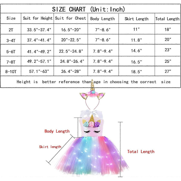 Glittrig unicorn tutu-klänning för flickor 2T