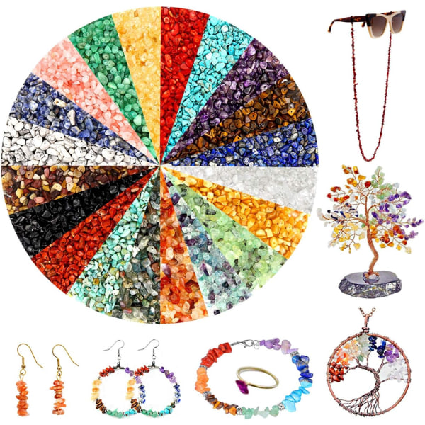 Stenpärlor för smyckestillverkning, 1200 st naturliga spånstenspärlor Oregelbundna ädelstenslösa pärlor blandad färgläkning