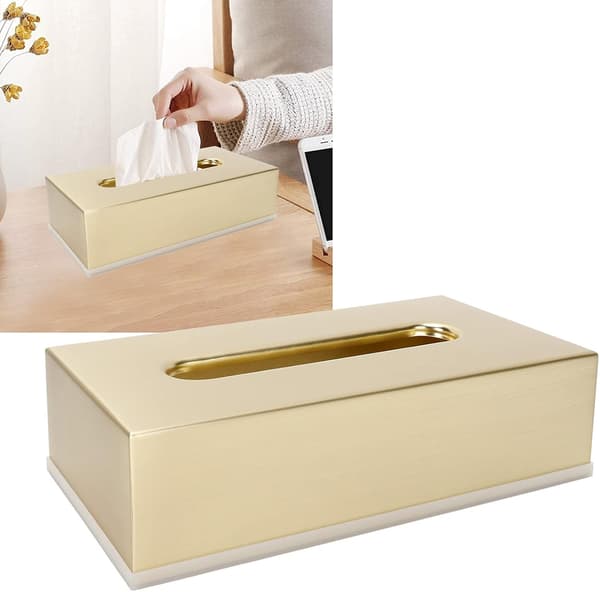 Rektangulær Papir Lommetørkleboks, Innovativ Rektangulær 304 Rustfritt Stål Serviett Papirholder Beholder Gull