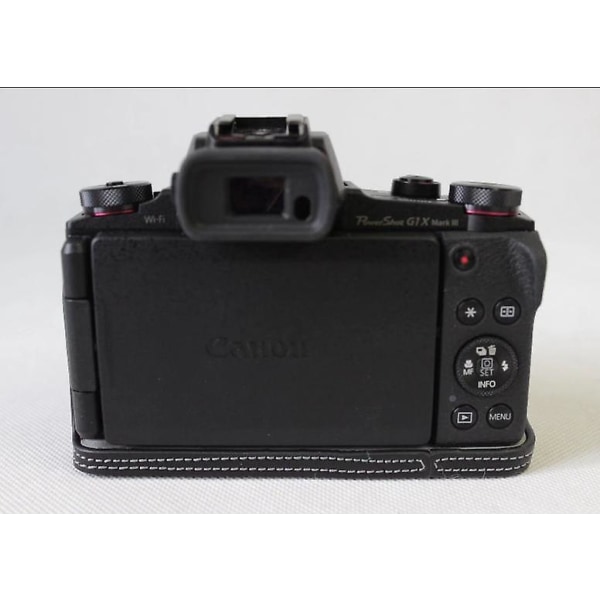Äkta läder halv kameraväska fodral skydd för Canon G1X Mark III Black