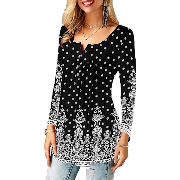 Naisten puserot röyhelöillä, löysä napitus, tunikat naisille Blackflo XL
