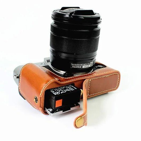 Skyddande PU-läder case med ihålig dyna för Fujifilm XT10/X-T10 Brown