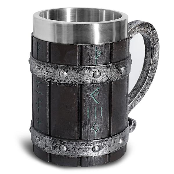 Nordisk Rune Krus Tankard Rustfritt Stål Tre Resin 3d Norrøn Dekor Kaffe Kul Gotisk Øl Tankard Kopp Krus