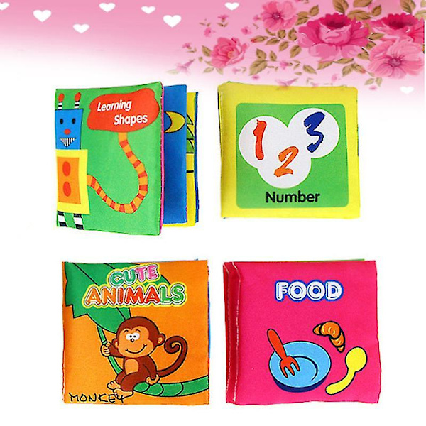 4 st tidiga pedagogiska leksakstygböcker för spädbarn Min första tygbok Touch Tvättbara aktivitetsböcker i tyg Perfekt för småbarn Förskola Pojkar och flickor
