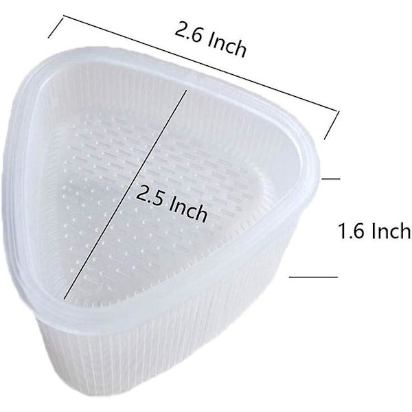 Kiseer 6 st Sushiformar i plast, triangulär risform med lock, vit, 3-pack 6 Pack