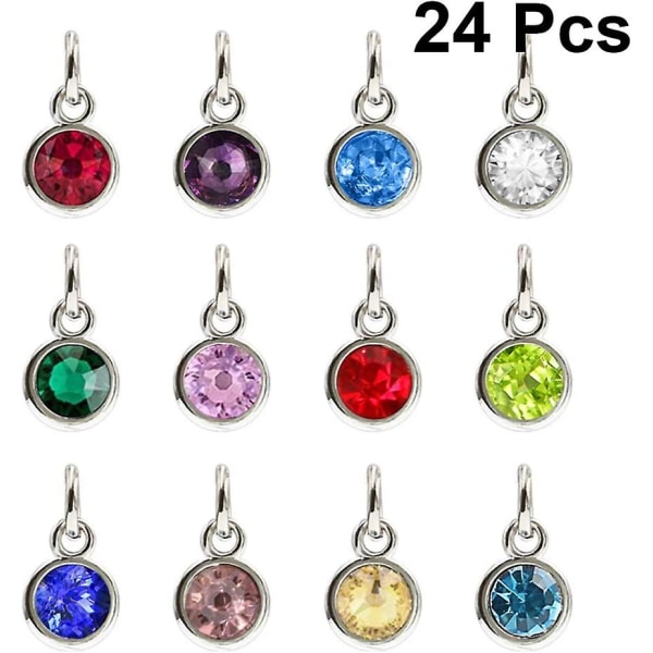 24st Crystal Birthstones Berlocker Smyckenstillverkning Berlocker Hängen för Acsergery Diy Smycken Present