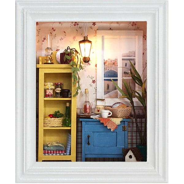 Romantiskt och sött dockhus Miniatyr DIY House Kit, kreativt rum med möbler och fotoram för heminredning, perfekt DIY-present för barn