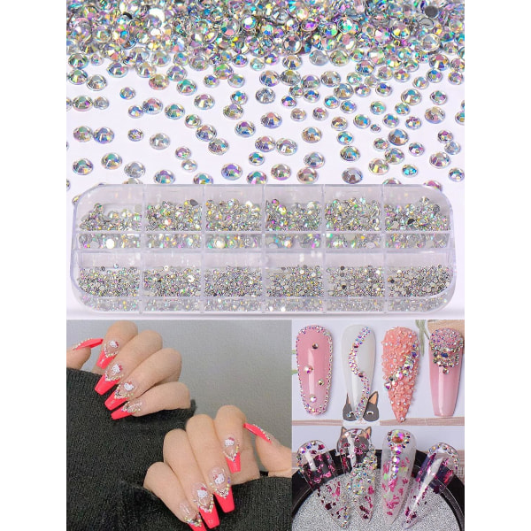 Nagelkonst Dekoration Kit, 48 ark Nagelklistermärken Kristall Strass Set 3d Holografisk Fjäril Glitter Frukt Nagelkonst Skivor Iriserande Nagel Paljetter