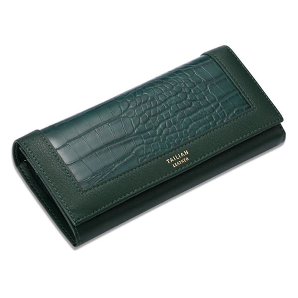 Krokodillemønster Dame Lang Lommebok PU Lær Clutch Veske Kort Kontanter Holder Pung Green