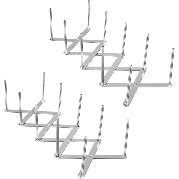 2 stk. rustfrit stål tallerkenstativ, 2 stk. justerbar holder til spareribs, multifunktionelt opbevaringsstativ